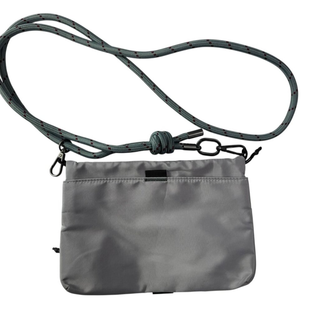 MAGEASY Small Crossbody Bag with Rope Strap, Purse, Light Gray Silver.  Zippers